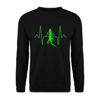 Eidechse Herzschlag - Unisex Pullover - Schwarz - Vorne - Alina (178cm) & Michal (187cm)