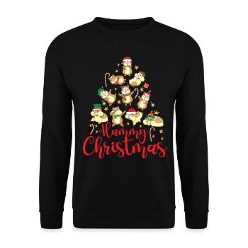 Cute Hamster Christmas Tree Hammy - Unisex Sweatshirt - black - Front - Alina (178cm) & Michal (187cm)