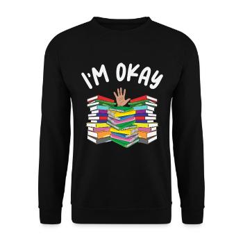 Bücherwurm Lesen Literatur Bücherei Buch - Unisex Pullover - Schwarz - Vorne - Alina (178cm) & Michal (187cm)