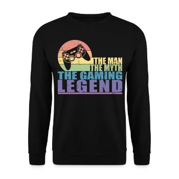 Funny Gamer Dad Der Mann Mythos & Legende Vatertag - Unisex Pullover - Schwarz - Vorne - Alina (178cm) & Michal (187cm)