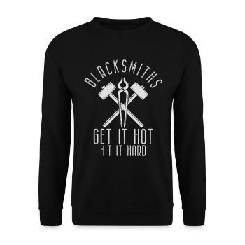 Schmied Hufschmied Amboss Schmiedeeisen - Unisex Pullover - Schwarz - Vorne - Alina (178cm) & Michal (187cm)