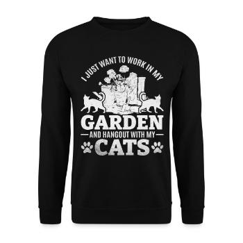 I Just Want To Work In My Garden And Hang Out With - Unisex Pullover - Schwarz - Vorne - Alina (178cm) & Michal (187cm)