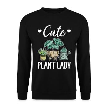 Cute Plant Lady Gardening Plant Lover Plants - Unisex Pullover - Schwarz - Vorne - Alina (178cm) & Michal (187cm)