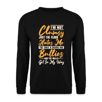 Clumsy I'm Not Clumsy Panne Sarkasmus - Unisex Pullover - Schwarz - Vorne - Alina (178cm) & Michal (187cm)