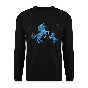 Einhorn Unicorn Einhornliebhaber - Unisex Pullover - Schwarz - Vorne - Alina (178cm) & Michal (187cm)