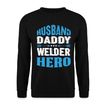 Husband Daddy Welder Hero - Unisex Sweatshirt - black - Front - Alina (178cm) & Michal (187cm)