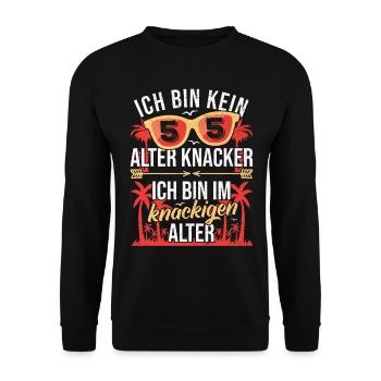 55. Geburtstag 55 Jahre alt 55er Alter Knacker - Unisex Pullover - Schwarz - Vorne - Alina (178cm) & Michal (187cm)