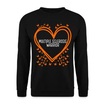 Multiple Sclerosis Ribbon Fighter Heart Warrior - Unisex Pullover - Schwarz - Vorne - Alina (178cm) & Michal (187cm)