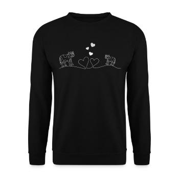 Cow Heartbeat Cow Farmer Heartbeat Farm Milk - Unisex Sweatshirt - black - Front - Alina (178cm) & Michal (187cm)