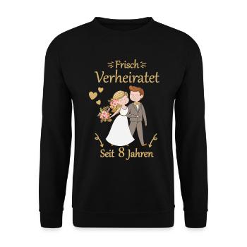 8 Jahre Verheiratet Blecherne Hochzeit Geschenk - Unisex Pullover - Schwarz - Vorne - Alina (178cm) & Michal (187cm)