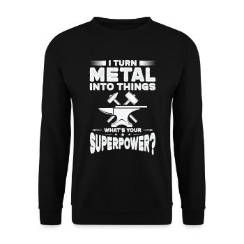 Schmied Hufschmied Amboss Schmiedeeisen - Unisex Pullover - Schwarz - Vorne - Alina (178cm) & Michal (187cm)