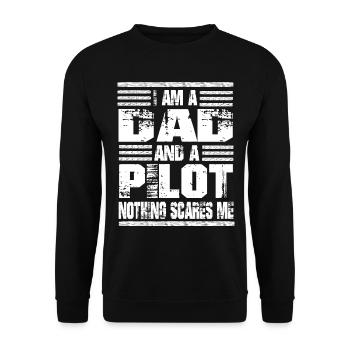 Je suis un père et un pilote Rien ne me fait peur - Sweat-shirt Unisexe - noir - Devant - Alina (178cm) & Michal (187cm)