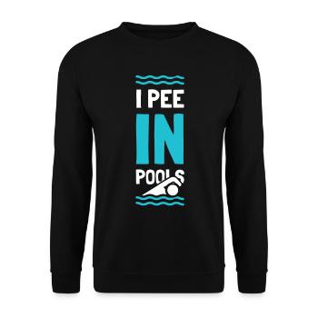Swimmer Funny Swimming I Pee In Pools - Unisex Pullover - Schwarz - Vorne - Alina (178cm) & Michal (187cm)