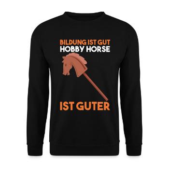 Steckenpferd Hobby Horse - Unisex Pullover - Schwarz - Vorne - Alina (178cm) & Michal (187cm)