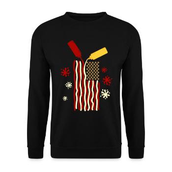 USA Flag Ketchup Mayonnaise Grill BBQ Burger - Unisex Sweatshirt - black - Front - Alina (178cm) & Michal (187cm)