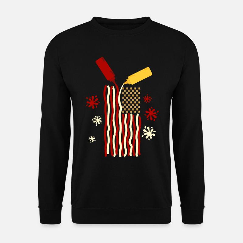 USA Flagge Ketchup Mayonnaise Grillen BBQ Burger - Unisex Pullover - Schwarz