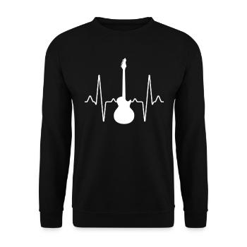 E Gitarre Herzschlag - Unisex Pullover - Schwarz - Vorne - Alina (178cm) & Michal (187cm)
