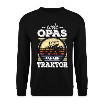 Coole Opas Opa Traktor Traktorfahrer Bauer Retro - Unisex Pullover - Schwarz - Vorne - Alina (178cm) & Michal (187cm)