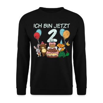 2 Geburtstag Geburtstagsfeier Kindergeburtstag - Unisex Pullover - Schwarz - Vorne - Alina (178cm) & Michal (187cm)