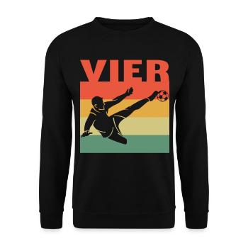 4 Jahre süßes Fußball Fußballer 4. Geburtstag - Unisex Pullover - Schwarz - Vorne - Alina (178cm) & Michal (187cm)