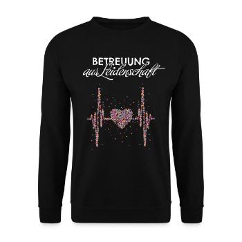 Betreuung Herzschlag Betreuerin Betreuer - Unisex Pullover - Schwarz - Vorne - Alina (178cm) & Michal (187cm)