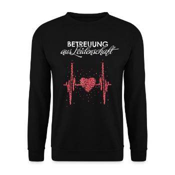 Betreuung Betreuerin Betreuer Senioren - Unisex Pullover - Schwarz - Vorne - Alina (178cm) & Michal (187cm)