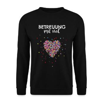 Betreuung Mit Herz Betreuerin Betreuer - Unisex Pullover - Schwarz - Vorne - Alina (178cm) & Michal (187cm)