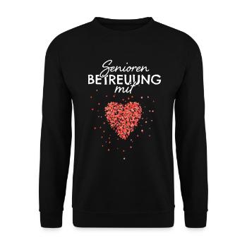 Senioren Betreuung Mit Herz Altenpfleger - Unisex Pullover - Schwarz - Vorne - Alina (178cm) & Michal (187cm)
