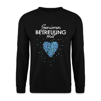 Senioren Betreuung Mit Herz Betreuerin - Unisex Pullover - Schwarz - Vorne - Alina (178cm) & Michal (187cm)