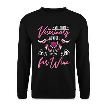 Will Trade Veterinary Advice For Wine Veterinarian - Unisex Sweatshirt - black - Front - Alina (178cm) & Michal (187cm)