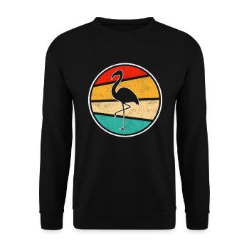 Flamant Rose Rétro - Sweat-shirt Unisexe - noir - Devant - Alina (178cm) & Michal (187cm)