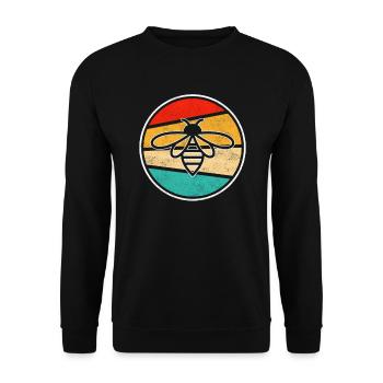 Biene Retro - Unisex Pullover - Schwarz - Vorne - Alina (178cm) & Michal (187cm)