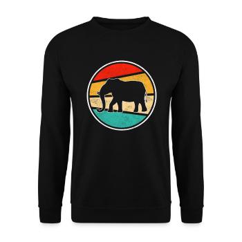 Elefant Retro - Unisex Pullover - Schwarz - Vorne - Alina (178cm) & Michal (187cm)