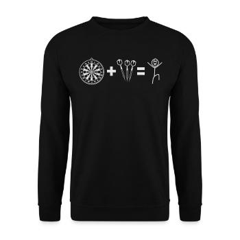 Jeu de fléchettes + flèches = Figurine de bâton de joueur de fléchettes - Sweat-shirt Unisexe - noir - Devant - Alina (178cm) & Michal (187cm)