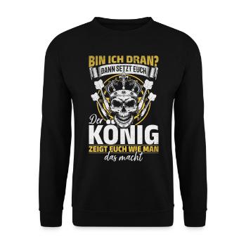 Dart Spieler Dart Sprüche Darts König Dart - Unisex Pullover - Schwarz - Vorne - Alina (178cm) & Michal (187cm)