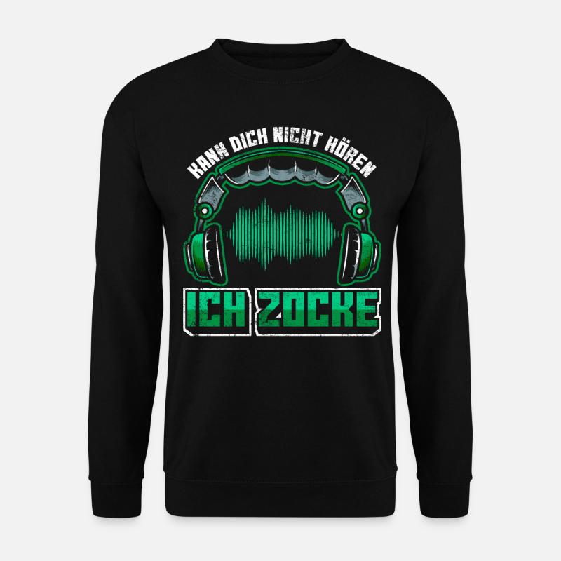 Gamer | Zocker Spruch mit Headset - Unisex Pullover - Schwarz