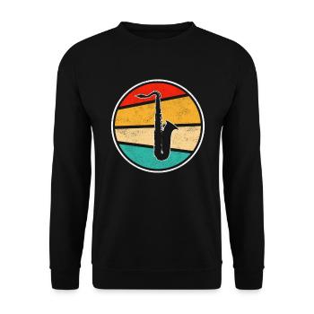 Saxophon Retro - Unisex Pullover - Schwarz - Vorne - Alina (178cm) & Michal (187cm)