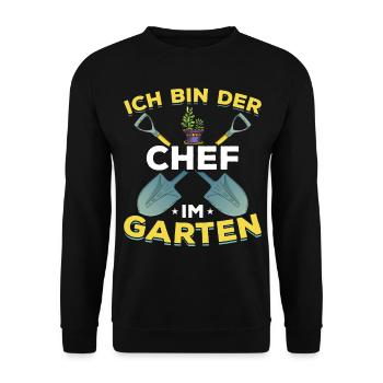 Gärtner I Ich bin der Chef im Garten - Unisex Pullover - Schwarz - Vorne - Alina (178cm) & Michal (187cm)