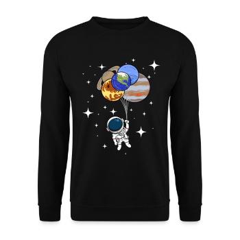 Astronaute Ballons Planète Étoiles Flying Nerd - Sweat-shirt Unisexe - noir - Devant - Alina (178cm) & Michal (187cm)