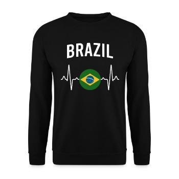 Brazil Heartbeat - Unisex Sweatshirt - black - Front - Alina (178cm) & Michal (187cm)