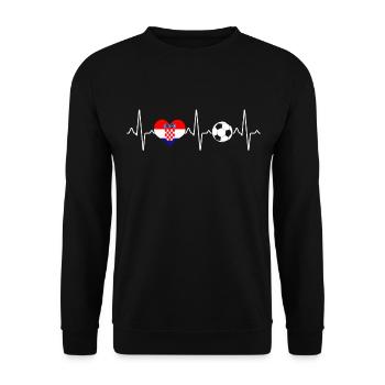 Kroatien Fußball Herzschlag - Unisex Pullover - Schwarz - Vorne - Alina (178cm) & Michal (187cm)