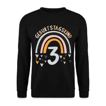 3 Jahre Geburtstagskind Regenbogen 3. Geburtstag - Unisex Pullover - Schwarz - Vorne - Alina (178cm) & Michal (187cm)