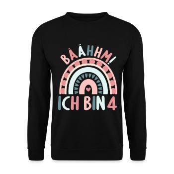4 Jahre Geburtstagskind Regenbogen 4. Geburtstag - Unisex Pullover - Schwarz - Vorne - Alina (178cm) & Michal (187cm)