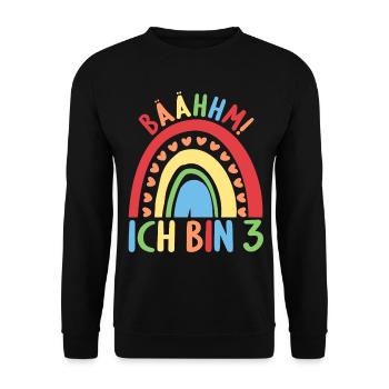 3 Jahre Geburtstagskind Regenbogen 3. Geburtstag - Unisex Pullover - Schwarz - Vorne - Alina (178cm) & Michal (187cm)