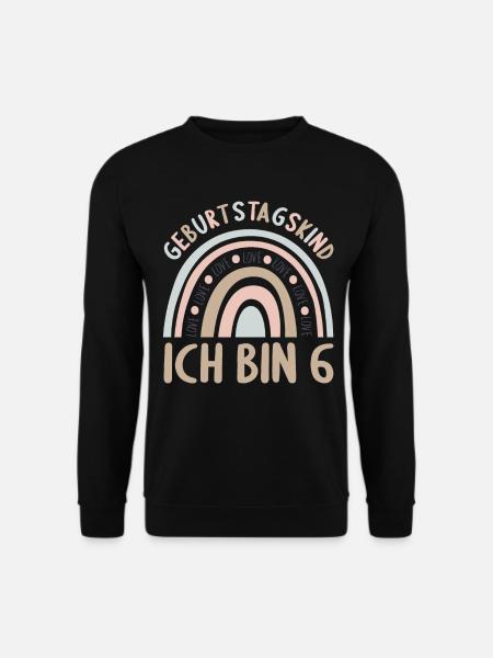6 Jahre Geburtstagskind Regenbogen 6. Geburtstag - Unisex Pullover - Schwarz
