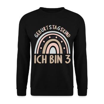 3 Jahre Geburtstagskind Regenbogen 3. Geburtstag - Unisex Pullover - Schwarz - Vorne - Alina (178cm) & Michal (187cm)