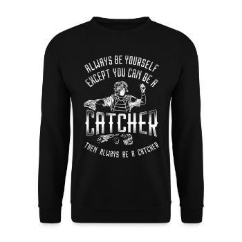 Baseball Fan Catcher Vintage - Unisex Pullover - Schwarz - Vorne - Alina (178cm) & Michal (187cm)