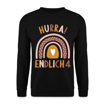 4 Jahre Geburtstagskind Regenbogen 4. Geburtstag - Unisex Pullover - Schwarz - Vorne - Alina (178cm) & Michal (187cm)
