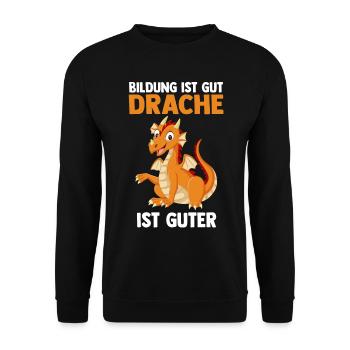 Drache Drachen - Unisex Pullover - Schwarz - Vorne - Alina (178cm) & Michal (187cm)