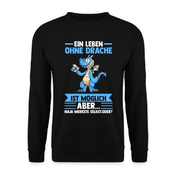 Drachen - Unisex Pullover - Schwarz - Vorne - Alina (178cm) & Michal (187cm)